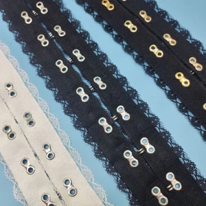 2 Yards Hook and Eye Tape Trim Cotton Twill Ribbon for Corset Bra Sewing Crafts - Picture 1 of 19