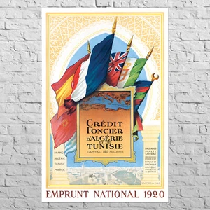 Poster Land Credit Bank of Algeria and Tunisia, 1920 | 22x34" Big size, Vintage - Picture 1 of 4