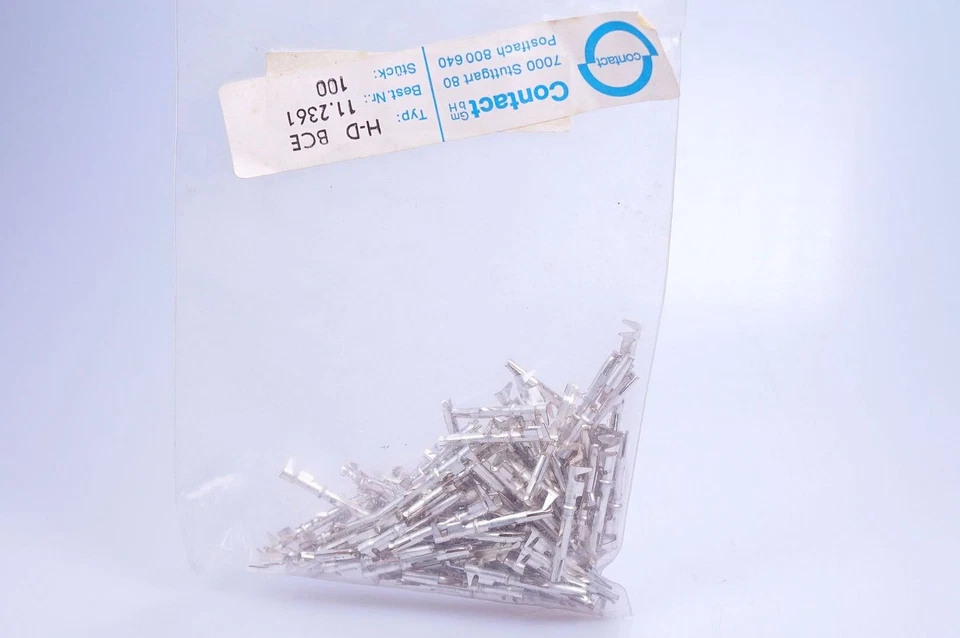 100 Pezzi Contact H-D BCE 11.2361 Crimp Contatto Femmina Argento Contatti NUOVO - Immagine 1 di 1