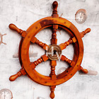 18' Vintage Boat Ship Wooden Steering Wheel Wall Decors Maritime Gifts.