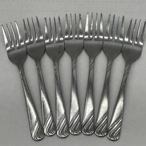 Rogers Steam Pattern Stainless Flatware Salad Fork Lot of 7, MCM - Picture 1 of 5