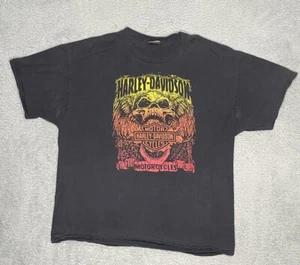 Vintage Harley Davidson Skull Graphic Sturgis South Dakota Black Tshirt Mens L - Picture 1 of 12