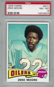 1975 Topps Football Karte #271 Zeke Moore, Houston Oilers graded PSA 8 - Bild 1 von 1