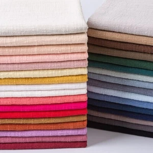Solid Color Soft Thin Linen Cotton Fabric Pure Natural Flax for Handmade Clothes - Picture 1 of 57