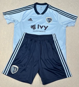 Kit de pantalones cortos uniformes azules Adidas MLS Sporting KC Kansas City #16 talla L - Imagen 1 de 15