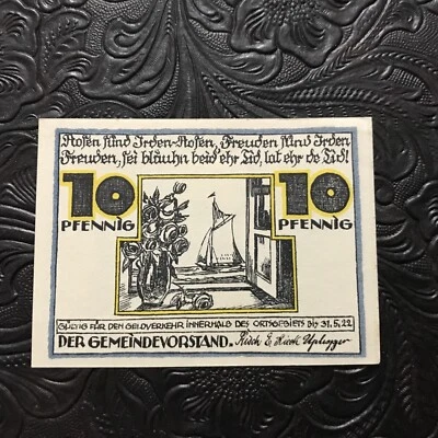 German Inflation Notgeld notes 10 PFENNING 1922 UNC. - Image 1 of 2