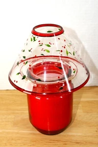Yankee Candle Large Jar Topper Shade Christmas Holly Berry Clear Glass - Picture 1 of 6