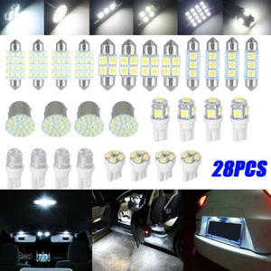Accesorios de luz LED interiores de coche blancos 28 piezas para bombillas de matrícula de mapa de domo - Imagen 1 de 12