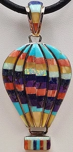 JTV Türkis/Multi Stein Inlay/Sterling Silber Heißluftballon Anhänger - Bild 1 von 19