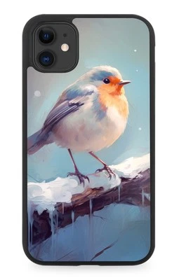Frozen Christmas Card Robin Style Rubber Phone Case Robins Bird Ice Winter CM15 - Изображение 1 из 2