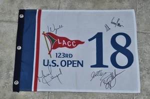 123rd US Open 2023 LACC Flag Signed By Wyndham Clark, Bryson DeChambeau +4 W/COA - Picture 1 of 9
