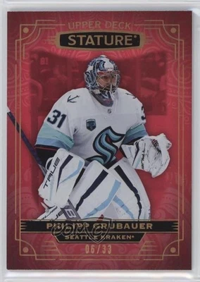 2022-23 Upper Deck Stature Photo Variant Red /33 Philipp Grubauer #85 - Image 1 of 2