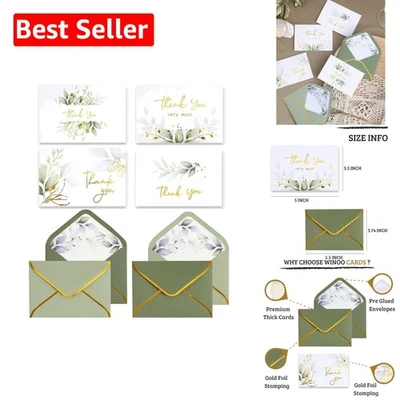 Tarjetas de agradecimiento verdes con clase con lámina dorada - 100 unidades boda y baby shower Foto 1 de 4
