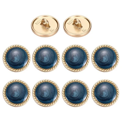 Metal Vintage Gold Button 15mm Round Metal Sewing Button, Dark Blue Pack of 10 Foto 1 de 4