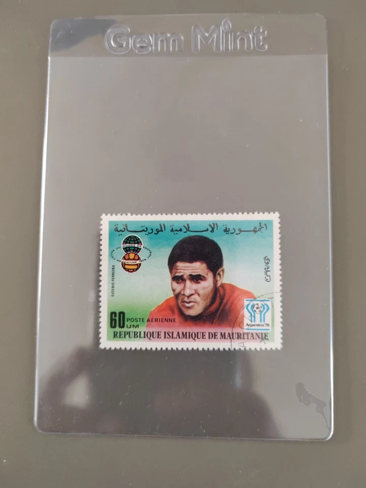 Eusebio Portugal Football Timbre Mauritanie Mondial 1978 Argentine - Photo 1/4