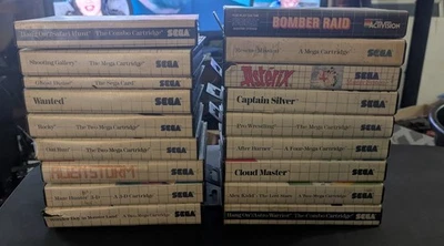 Sega Master System 18 Game Lot with Case Asterex Bomber Raid Alex Kidd Etc - Image 1 of 4