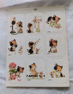 Rare Vintage 80's DBGCI Drawing Board Kitten Cat Perk Ups Sticker Sheets Kittys - Picture 1 of 14