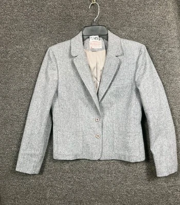 Chaqueta Blazer Pendleton Petite De Colección 100% Lana Virgen Gris Dos Botones Para Mujer Talla 4P Foto 1 de 4