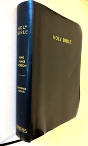 Holy Bible KJV Reference Edition Hendrickson Black & Gold Super Giant Print - Foto 1 di 4