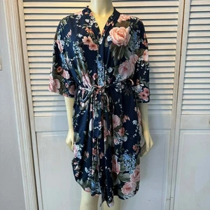 Accappatoio donna rosa navy floreale S/M - Foto 1 di 12