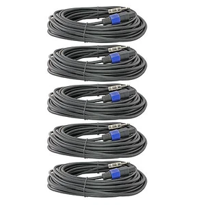 5 pack speakon compatible 1/4 pro audio PA DJ speaker cables cords 14 gauge 25ft - Picture 1 of 3