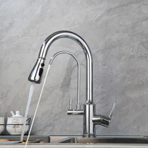 Grifos mezclador fregadero de cocina de 2 vías purificador pico de agua potable cromo - Imagen 1 de 11