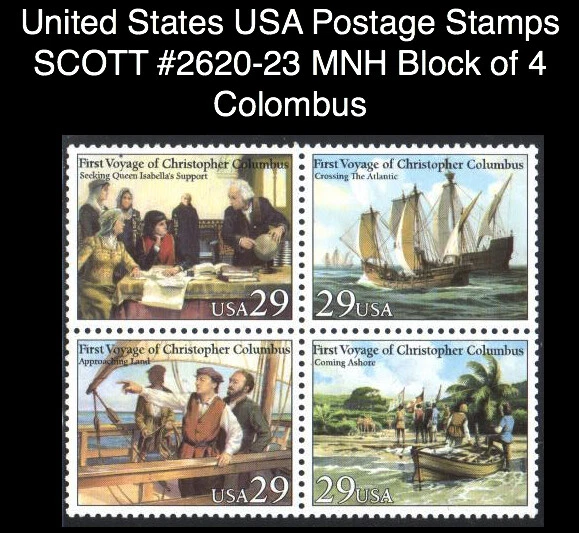 United States USA Postage Stamps SCOTT #2620-23 MNH Block of 4 Colombus - Image 1 of 1