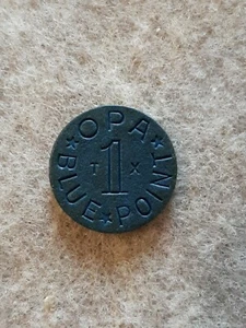 Vintage Fiber Trade Token WWII OPA Blue Point Food Ration 1TX for Ration Stamps - Bild 1 von 6