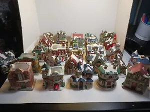 Miniature Houses Christmas Town Ceramic Buildings 27 Pc Lot - Picture 1 of 16