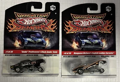 Mattel Hot Wheels 2008 Drag Strip Demons conjunto de 2 autos Snake & Mongoose 1:64 en paquete Foto 1 de 4