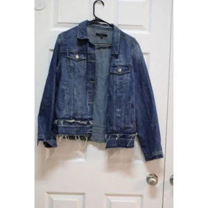 Fiore Jeansjacke ausgefranster Saum distressed blau Jeansjacke Größe L - Bild 1 von 4