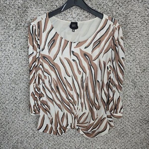 W5 Anthropologie Top Damen Large braun Tiermotiv Bluse U-Ausschnitt Freizeit - Bild 1 von 7