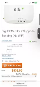 Digi EX15 LTE-A HSPA+ Cat 7 Cellular Modem/Router Ethernet - Picture 1 of 1
