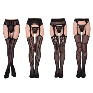 4 Pack Lace Mesh Lingerie Garter Belt Fishnet Thigh High Stocking Pantyhose Sock - Picture 1 of 18