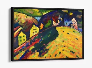 WASSILY KANDINSKY, HOUSES AT MURNAU -FLOAT EFFECT CANVAS WALL ART PRINT - Picture 1 of 12
