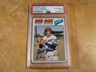 FERGUSON FERGIE JENKINS SIGNED AUTOGRAPHED 1977 TOPPS CARD RED SOX PSA - Image 1 of 2