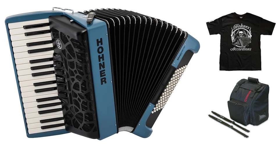 Hohner Bravo MyColor Chromatic 72 Bass Piano Accordion Water Dark Blue BR72-DB