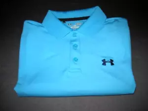 Under Armour Golf Polo HeatGear Loose Coupe Lache Blue Shirt Mens Sz Medium - Picture 1 of 5