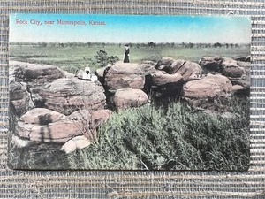 Rock City Near Minneapolis Kansas People Postcard AMS A.M. Simon - Picture 1 of 2