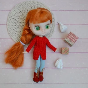 Red cardigan with long sleeves for Middie Blythe doll, Clothes autumn outfit - Picture 1 of 4