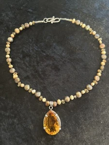 Beautiful 17” Beaded Necklace with Large Pendant  - Picture 1 of 8