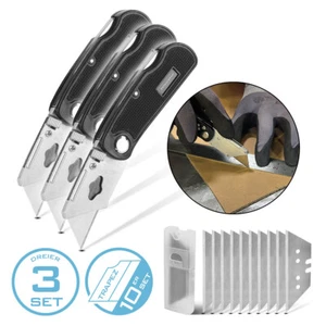 STAHLWERK Faltbares Cuttermesser 3er Set mit Klingen Profi Cutter Teppichmesser - Bild 1 von 10