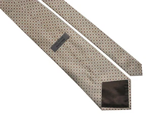 TED BAKER | Classic Mens Woven Beige Check Pattern Silk Necktie Tie | RRP £55 - Picture 1 of 2