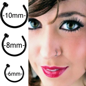 NASENPIERCING NASENRING SEPTUM RING NASE PIERCING HUFEISEN SCHWARZ NASEN LIPPEN - Bild 1 von 1