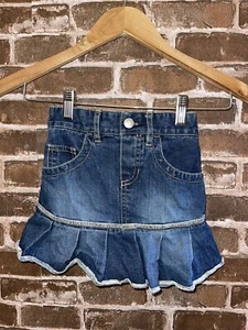 FALDA DE MEZCLILLA ANTIGUA AZUL MARINO TALLA 4 4T FALDA JEAN FALDA CON VOLANTES BOLSILLOS INFERIORES SNAP BUTTO - Imagen 1 de 2