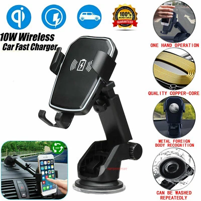 30W Fast Car Wireless Charger 2 in 1 Clamping Phone Holder Mount For Samsung - Image 1 of 4
