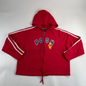 Vintage Disney Winnie The Pooh Jacket XL Red Youth Full Zip Hoodie Cotton Used - Picture 1 of 12