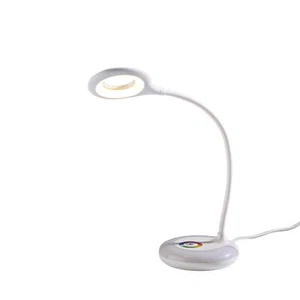 Modern 20" Changing LED Ring Light Desk Lamp, Plastic, White, USB Port, Modern - Picture 1 of 13