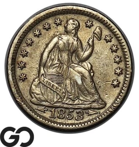 1853 Seated Liberty Half Dime, Arrows, Collector Type Coin - Picture 1 of 3