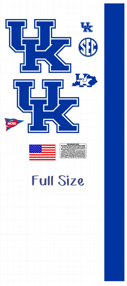 Kentucky Wildcats Full Size Football Helmet Decals  8 Mil Convex Gear Wrap - Image 1 of 1